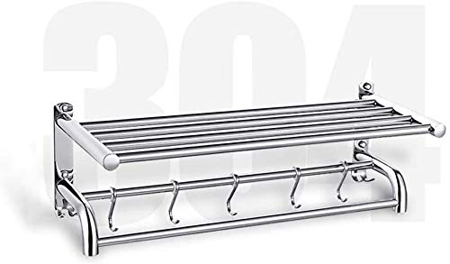 Towel Rack Bathroom Towel Rack Stainless Steel Towel Holder Wall-Mounted Towel Rack Bath Towel Clothes Organizer Storage Shelf Hanger Bar Shelf Rail Holder Storage Bathroo
