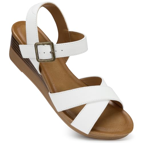 Image of SHIBEVER Wedge Sandals for Women Dressy: Comfortable Low Heel Summer Sandal