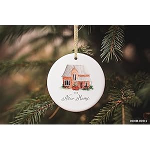 DIGIBUDDHA Our New Home Ornament Christmas Collectible Bridal Shower Wedding Gift First Time House Homeowner 1st Holiday New Property Buyer 3" Flat Ceramic Keepsake w Gold Ribbon Free Box OR00019 DIGIBUDDHA Our New Home Ornament Christmas Collectible Bridal Shower Wedding Gift First Time House Homeowner 1st Holiday New Property Buyer 3 Flat Ceramic Keepsake w Gold Ribbon Free Box OR00019