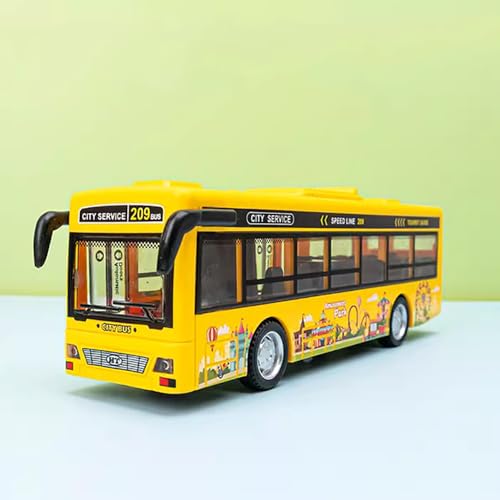 Image of Plastic School Bus Toy Alloy for Kids Light Music Open Door Collection Friction Toys for Boy Kids