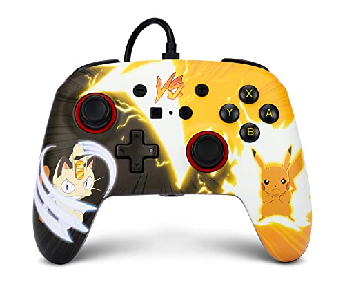 Controlador cableado mejorado de PowerA para Nintendo Switch - Pokémon: Pikachu vs. Meowth