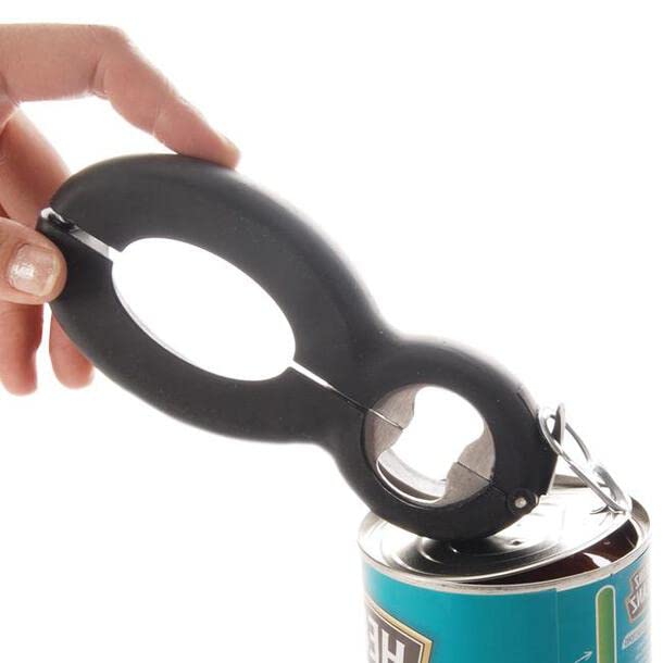 Easylife 6-in-1 Multi Opener - Jar, Bottle, Can & Packet Opening Tool, Black
