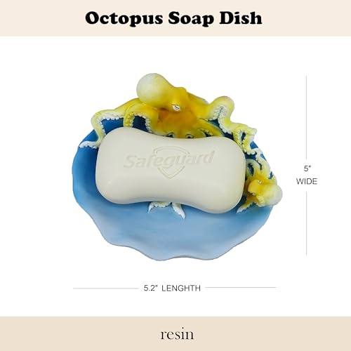 YHHRESINKING Resin Octopus Mother and Baby Soap Dish Beach, Bathroom Accessory,Ocean Theme Octopus Family Bathroom Decor,Coastal Decor (Ocean Blue) - Image 2