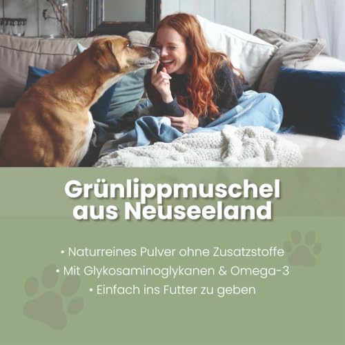 alphazoo Grünlippmuschel Pulver für Hunde Gelenke & Beweglichkeit, 100g