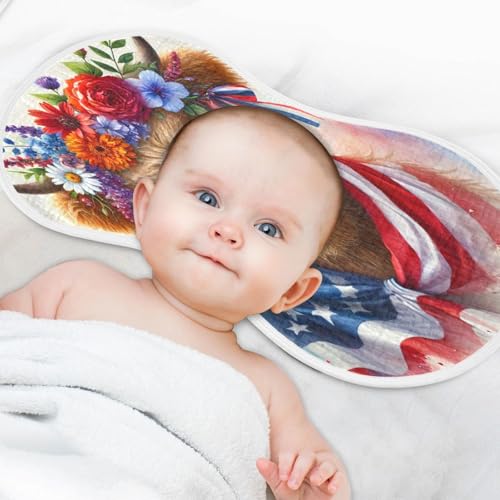Highland Cow Flower Flag Baby Burp Cloths Burp Cloth Rags Cotton Burp Clothes Absorbent Muslin Burp Cloths Soft for Unisex Boy Newborn Girl 1 Pack 22x11 Inches4