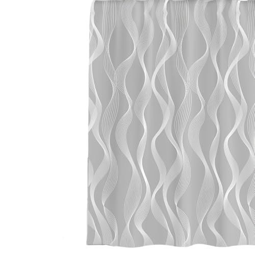MonoSora Cortina de ducha de poliéster gris con ganchos, tela impermeable de secado rápido, 80 x 180 cm a 200 x 200 cm, ancho 80 x 180 cm