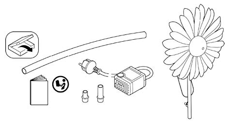 AQUANIQUE Speier Set Gänseblümchen grau SSDW 200i (200 l/h) | Wasserspiel | Wasserspeier aus Metall mit Pumpe | 1,5m Kabel | Gartendekoration