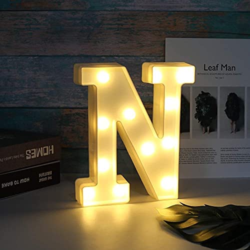 Image of Beeban Marquee N Alphabet Shaped LED Light Lamp for Decoration Decore Walls Hanging Birthday Party Wedding (N)