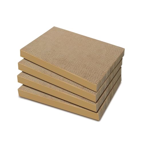 AGYM Cat Scratchers 4 Pack Corrugated Cardboard Cat Scratching Pads for Indoor Cats and Kittens Large Cat Scratch Pad Boards Reversible Cat Scratch Boards for Floor Wall and Corner Use