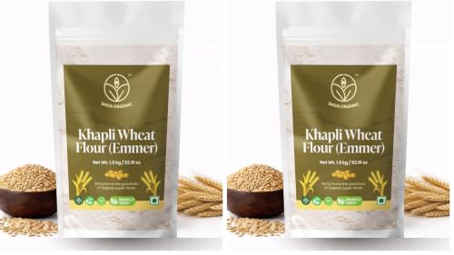 Image of Shiva Organic Khapli Wheat Flour (1.5 kg) | High Dietary Fiber for Easy Digestion | Stoneground Emmer Wheat Flour | Khapli Atta (Pack of 2)