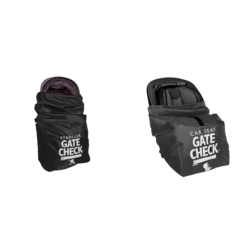 J.L. Childress Gate Check Bag for Single & Double Strollers - Stroller Bag for Airplane & Gate Check Bag for Car Seats - Air Travel Fits Convertible Seats, Infant Carriers & Booster Black