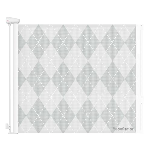 Image of YooxArmor Retractable Baby & Dog Gate | 34" Tall | Extends to 55" Wide | Safety Mesh Gate for Stairs, Indoor/Outdoor, Doorways & Hallways
