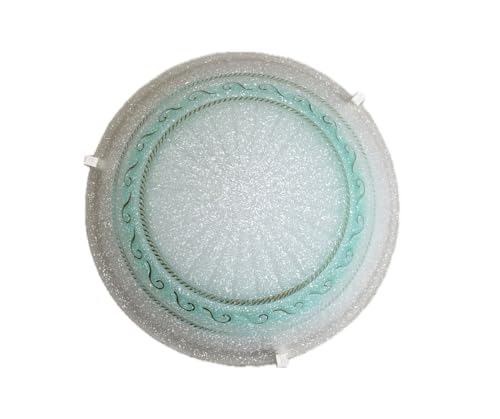 Generico Plafoniera da soffitto classica in vetro rotonda decorata greca verde D 40 cm