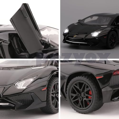 Image of 1:32 Scale Lamborghini LP750 Model Diecast Metal Pullback Toy car with Openable Doors & Light, Music Boys car for Kids Best Toys Gifts Toys for Kids (Black)