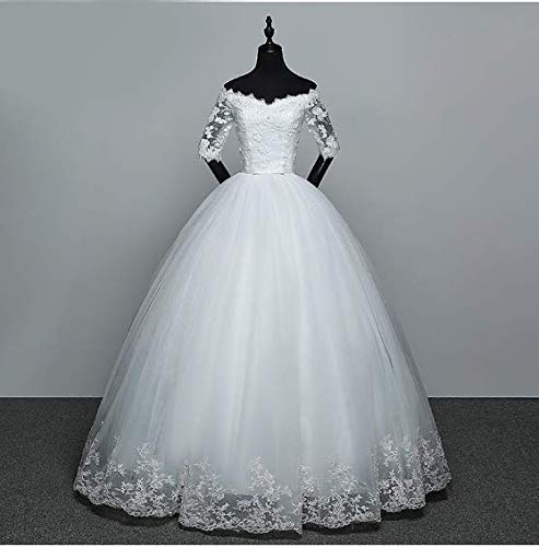 Vestido De Noiva Princesa Bordados E Rendas Manga 3/4 (Branco)