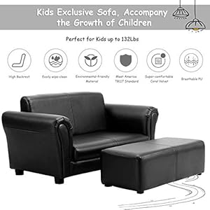 Costzonkidscouchwithfootstool2in1doubleseatchildrenssofawpuleathersurfacearmrestchairloungesoftkidssofaforpreschoolbedroomkidsroomtoddlersboysgirlsbirthdayblack Urban Country Home Decor Costzon kids couch with footstool 2 in 1 double seat childrens sofa wpu leather surface armrest chair lounge soft kids sofa for preschool bedroom kids room toddlers boys girls birthday black urban country home decor