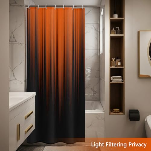 Image of AAtter Orange Black Ombre Shower Curtain, Small Stall 36x72 Inch, 7 Hooks