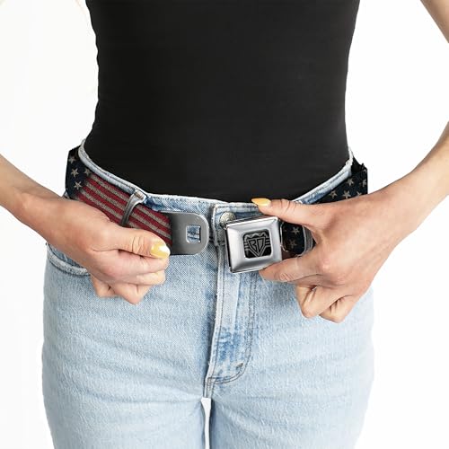 Buckle-Down Seatbelt Belt - Vintage US Flag Stretch - 1.5" Wide - 24-38 Inches in Length - Thumbnail 5