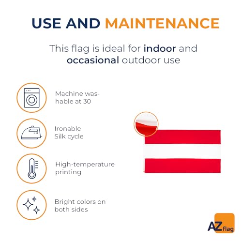 Image of AZ FLAG - Austria Flag - 3x5 Ft - 100D Polyester Austrian Banner with Two Metal Grommets - Fade Resistant - Vivid Colors - 3' x 5' Feet - 150x90 Cm