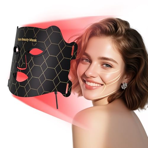 Red Light Mask 4 Color Light Therapy for Face,with 400 LED Beads,...