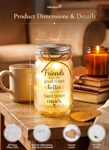 Minetom Friendship Gifts for Women, Best Friend Birthday Gifts Mason Jar - Image 3