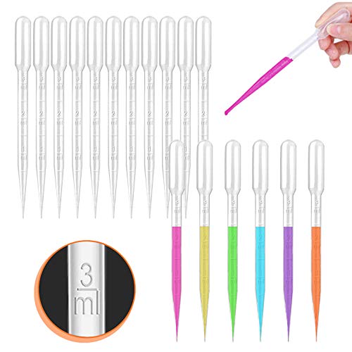 100pcs 3ML Plastic Disposable Transfer Pipettes - Eye Dropper Set Transfer Graduated Pipettes Calibrated Dropper for Essential Oils & Science Laboratory.