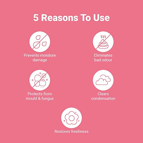 Image of CILICAnT freshcant Compact Moisture Absorber By Refresh Every Place, Dehumidifier For Wardrobe /Closets, Storage Compartment, Kitchen, Cupboard, Almirah, Shoe Rack, Bathroom, (Rose pack of 3),Granule