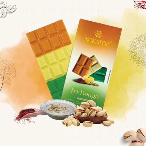 Image of XOKATOZ 3 in 1 Flavoured Exotic Premium Chocolate - 1 Tri-Ranga - Flavoured White Chocolate Bars - Gift Set - Pack of 1, 75 gm (75 gm x 1)