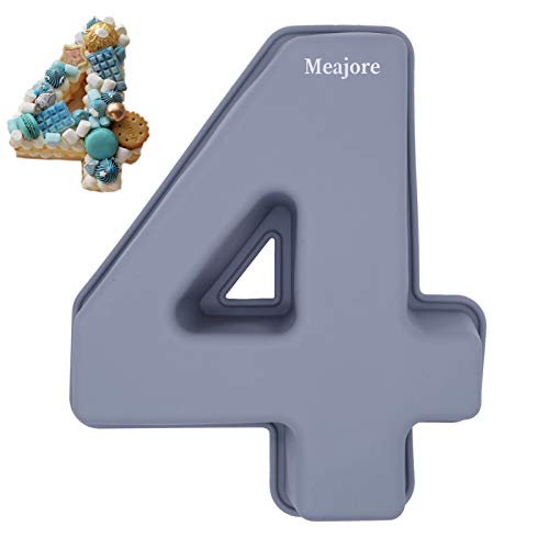 Molde de silicona con números 4, para hornear y hornear tartas de 25 cm Cover