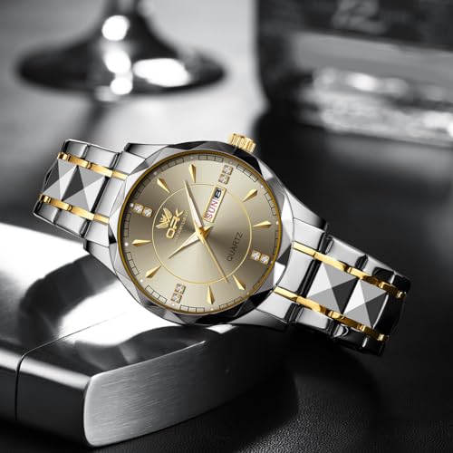Image of OPK Watches for Men Diamond Roman Analog Mens Watches Waterproof Large Stainless Steel Men Wrist Watch Business Father Gift Watch Blue