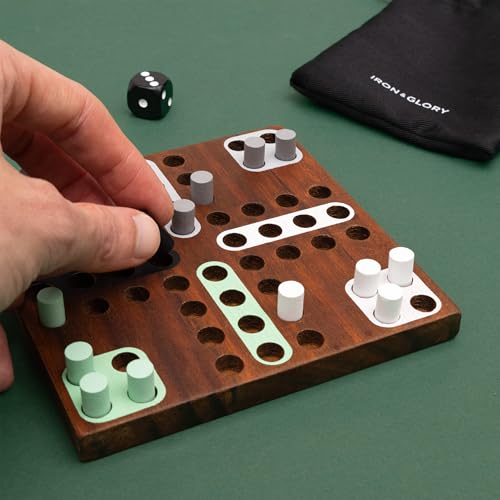 Iron & Glory Ludo Board Game | Juegos de Mesa de Madera para 4 Jugadores | Decoración para Sala miniatura 7
