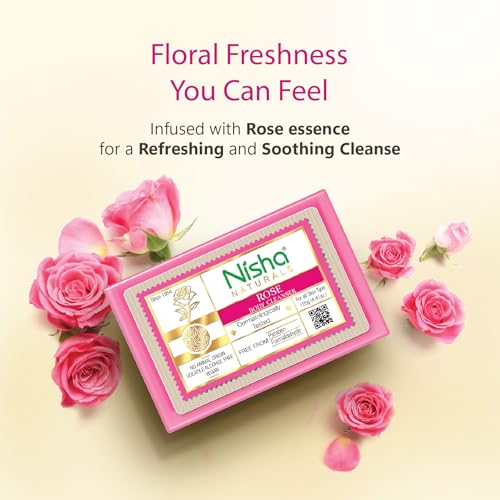 Image of Nisha Rose Body Cleansing Soap Bar 125g - Paraben Free, Vegan, Gentle Cleanse for Soft & Supple Skin, Suitable for All Skin Types, Men & Women