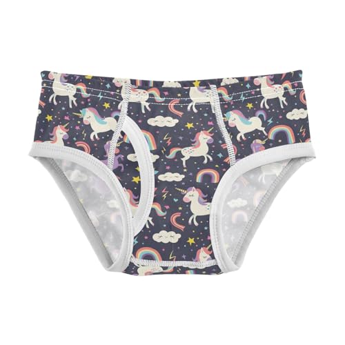 ODAWA Unicorns Rainbows Purple Toddler Briefs Cotton, 2T Boys Underwear