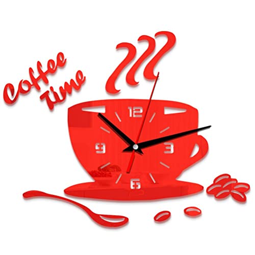 Horloge Murale en Acrylique, DIY Horloge Murale en Acrylique Moderne Muet Horloge Murale en Forme de Tasse Autocollant Mural Chiffre Creux Horloge pour Bureau,...