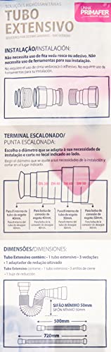 Sifão Extensível Plástico 720 mm 12 Peças, Pincéis Atlas, Branco