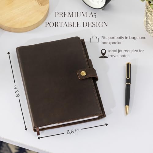 Journal d'écriture de qualité supérieure en cuir noble format A5 rigide