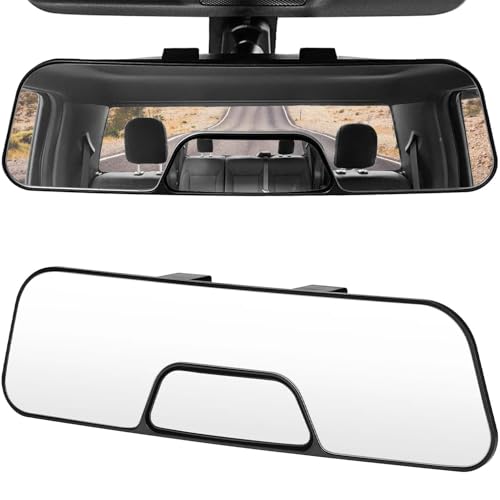 Image of Rear View Mirror, 12 Inch Panoramic Anti-Glare Rearview with baby Mirror, Interior Clip-on Wide Angle Convex to Reduce Blind Spot, Effectively for More Car SUV Trucks
