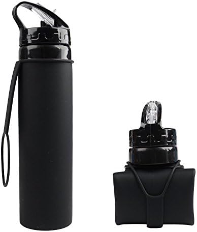 Coolbis 600ML large capacity Silicone Collapsible Travel Cup for Outdoor Camping and Hiking outdoor camping supplies Sport Bottle black