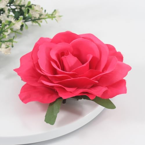 Image of 3.9 Inches Red Rose Hair Clip Flower Brooches for Women | Elegant Red Flower Rose Brooch Pins for Women Fashion | Charming Floral Lapel Pins & Flowers Brooch Pin Must Have in Dress Accessories