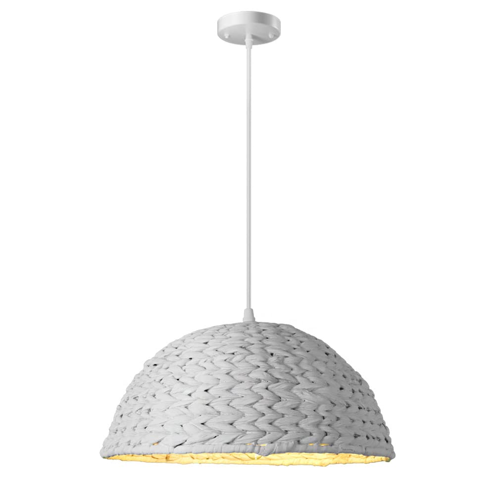 Lustre rustique en rotin anti-éblouissement pour îlot de cuisine