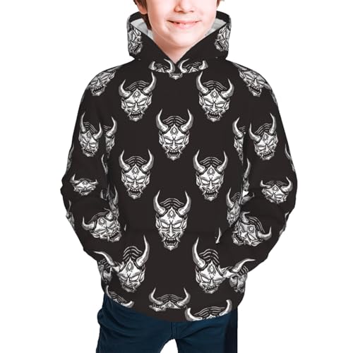 Vintage Devil Mask Kid Hoodies Boys Sweatshirts Girls Pullover with Pocket3