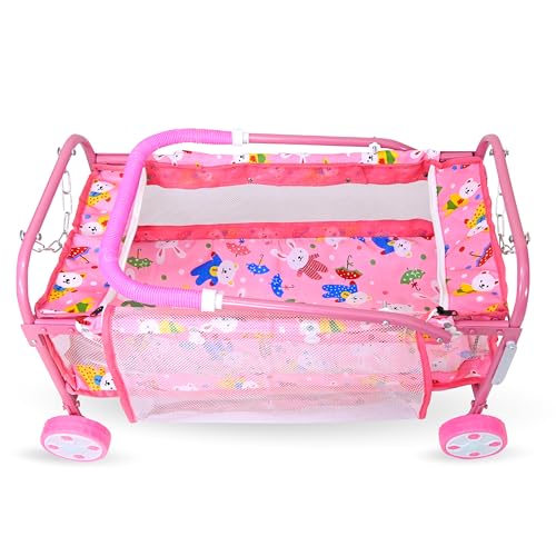 Image of AVANI METROBUZZ Small Baby Cradle with Wheels and Canopy, Foldable Design, Cortoon Pattern, for 0-6 Months Baby Boys and Girls