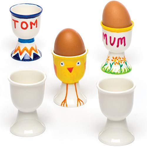 Baker Ross Egg Cups, Easter Crafts for Kids to Decorate, Personalise and Use (Box of 4), 70mm, White,ET879