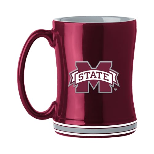 Image of Logo Brands NCAA Mississippi State Bulldogs 14 oz Relief Coffee Mug - Officially Licensed Mug, Sculpted 3D Logo and Team Colors - Comfortable Handle and Glossy Finish for College Sports Fans