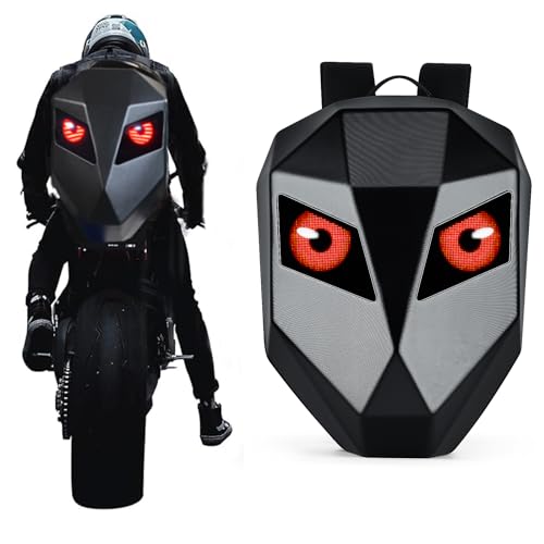 Gelrova Mochila de Motocicleta LED para Hombre, mochila rígida 3D para casco de moto, casco de gran capacidad, texto/imagen/GIF animado