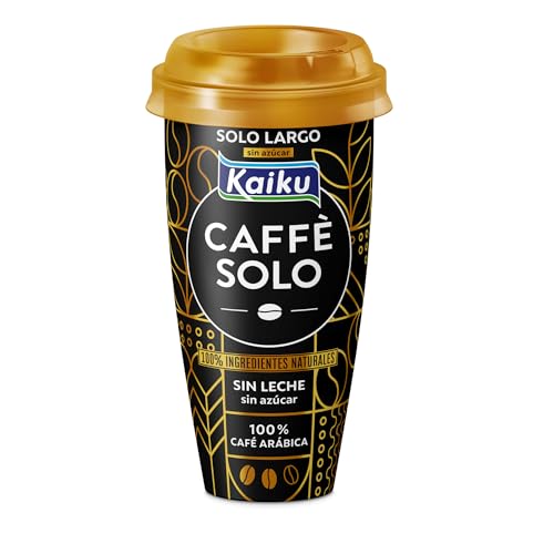 Kaiku - Caffè Solo, Café Largo Frío, con Café Arábica de Producción Sostenible, Sin Leche y Sin Azucar, Listo para Tomar, Sin Gluten Ni Lactosa – 230 ml