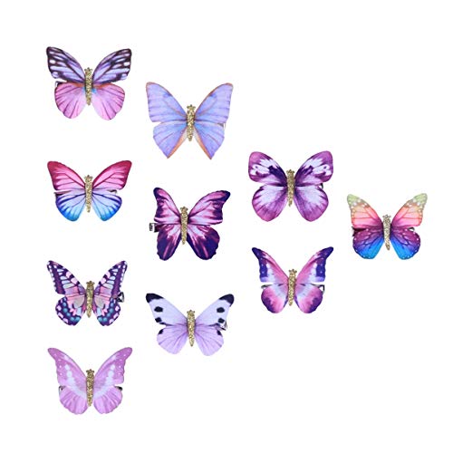 Minkissy 016S247X0IDBY9RG56IUJR 10Pcs Butterfly Hair Clips 3D Colorful Butterfly Hair Barrettes Halloween Christmas Weddding Party Favors cover