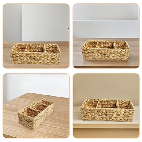Panier de rangement en jacinthe d'eau HEMOTON à 3 compartiments compact - 8