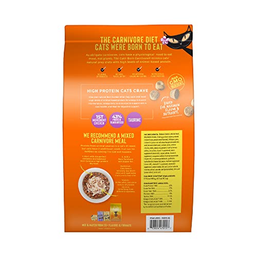 Tiki Cat Born Carnivore High Protein, Deboned Chicken & Egg, Grain-Free Baked Kibble to Maximize Nutrients, Dry Cat Food, 11.1 lbs. Bag