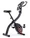 ECHANFIT Indoor Cycling Bike Folding Magnetic Exercise Upright Bike Stationary with 16 Levels Resistance Arm Training Bands and Electronic Display